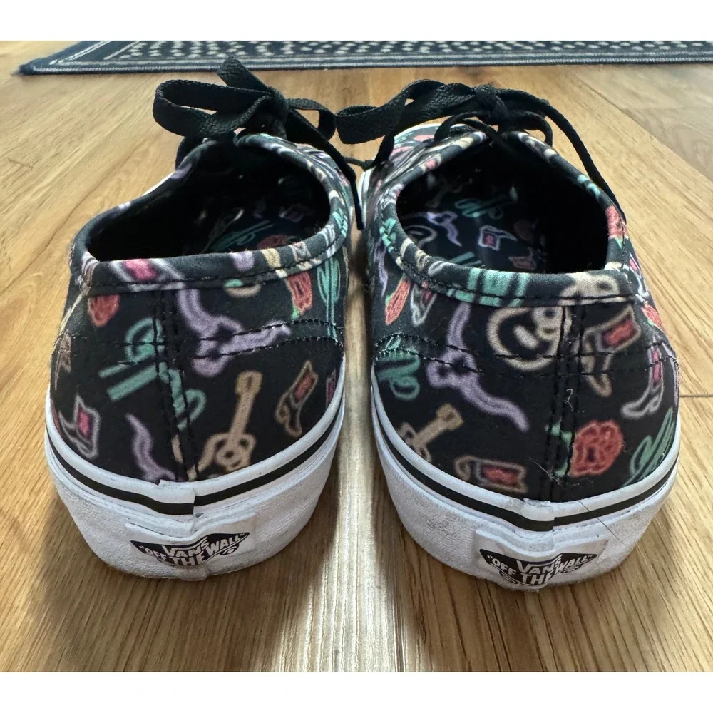 Vans Authentic Neon Western Print Sneakers Black Pink Green Women 7 721454
